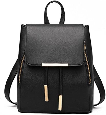 Women Backpack Purse PU Washed Leather Large Capacity Ladies Rucksack Shoulder Bag (Black 4)