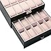 CO-Z Black Leather Display Box Jewelry Box Lockable Watch Case (20 Compartments, Watch Jewelry Display)