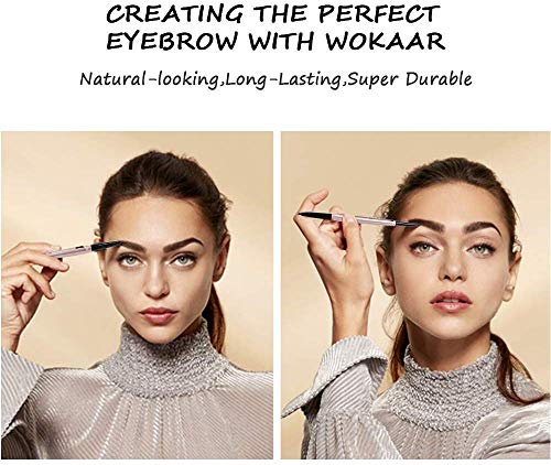 7Pcs Eyebrow Pencil Dark Brown,Waterproof Eyebrow Pencil Set,Eyebrow Definer Smudge-Proof,with Eyebrow Stencil Tweezer Razor Set