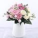 crazylove Artificial Flowers Pink Silk Peony Fake Flower Small Pieces Wedding Bouquet Design for Home Wedding Decoration Indoor (4 Pack, Pink)