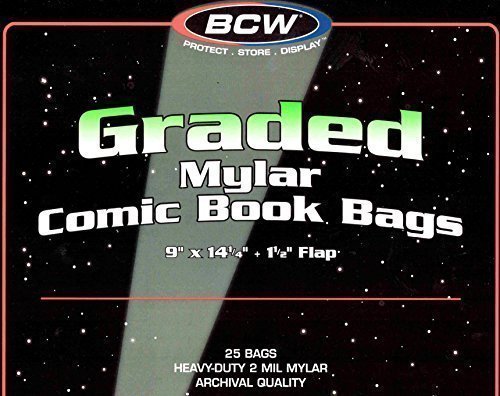25 bcw graded mylar comic book bags - lasts indefinitel…