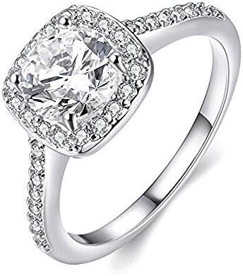 AbeTammy Women's Wedding Rings Gold Plated CZ Crystal Engagement Diamond Rings (white-gold-plated, 5)