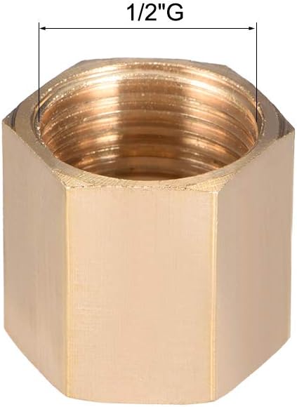 sourcing map Brass Hex Rod Pipe Fitting G 1/2 Female Thread Straight Coupling 2pcs, Gold, G1/2, 2pcs - Image 3