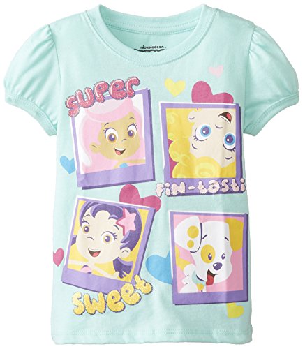 Nickelodeon Little Girls' Bubble Guppies Super Sweet Girls Puff Sleeve T-Shirt, Mint, 3T
