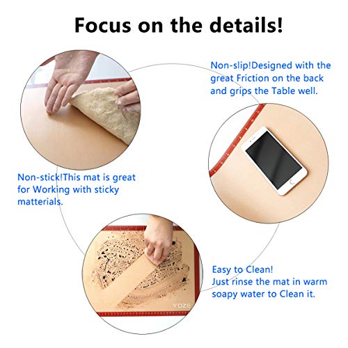 QUELLANCE Non-Slip Silicone Pastry Mat Set of 3 Half Sheet Mat, (11 5/8" x 16 1/2") Non Stick and BPA Free Silicone Baking Mat for Macaron/Pastry/Cookie/Bun/Bread Making