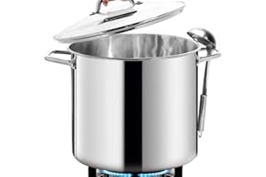 HOMICHEF LARGE STOCK POT 24 Quart With Lid - Nickel Free Stainless Steel Cookware Stockpot 24 Quart - Healthy Cookware Polish