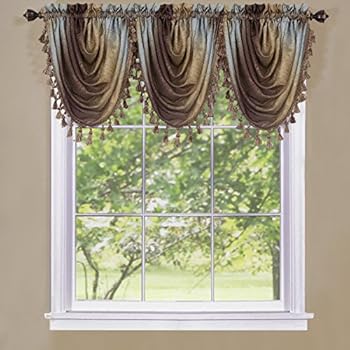 Achim Home Furnishings, Chocolate Ombre Waterfall Valance