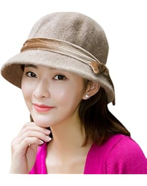 Womens Winter Wool Cap - Nercap Vintage 1920s Bow Cloche Bucket Hat