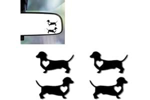DATABA 2PCS Dachshund Car Mirror Decal,Rearview Mirrors Sticker,Dachshund Car Accessories Vinyl Cute Cars Stickers and Decals Gifts for Women,Men,Kids,Teens,for Bathroom Decal,Computers