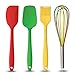 DenadaDenada Cooking Utensils Gift Set - 4 Silicone Kitchen Tools - Red Spatula, Green Spoon, Yellow Brush, Multicolored Whisk