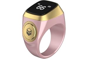 TREASURECAVE IQibla Smart Zikr Ring, Smart Ring Counter Waterproof Digital Counter & Vibration Reminder, Unisex Azan Alarm Clock Finger Counter for Muslims(18mm Pink)