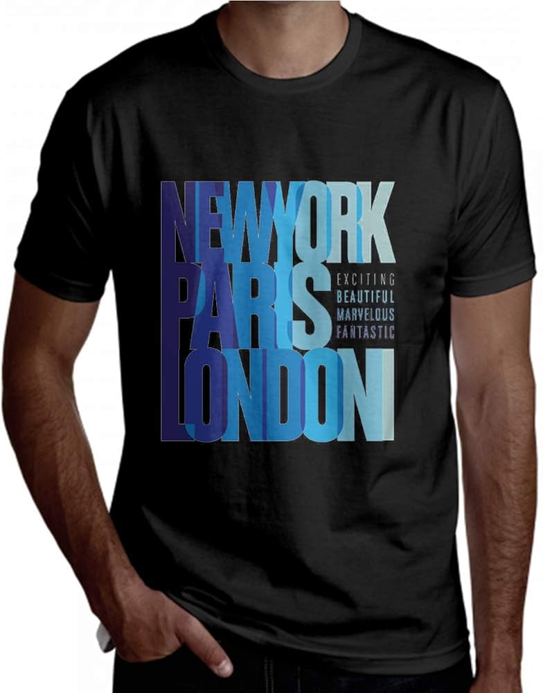 Amazon Com T Shirt Capital New York Paris London Typography Short Sleeve Mens 3t Shirt Clothing