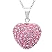 Authentic stud earrings .925 Sterling Silver Pink Crystal Heart Shape Pendant Necklace,18