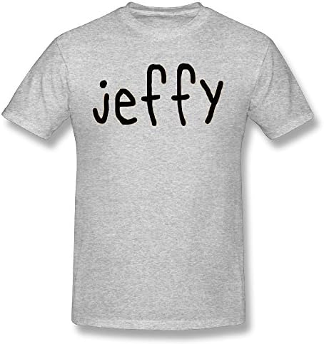 Men's Short Neck Sleeve Jeffy.png Cotton T-Shirt SizeKey1 Gray