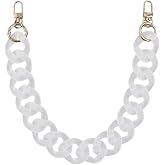 Tighall 17.71"/45cm Acrylic Bag Chain with Gold Buckle, Resin Fishbone Purse Extender Handle Shoulder Strap Replacement, Bag Charms for Handbags, Crochet Bags(Matte White-45cm)
