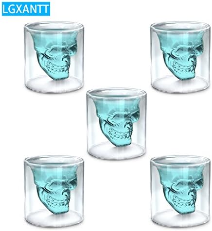 LGXANTT Transparent Skull Shot Glasses, Christmas Cup, Set of 5, 2.5 oz, 75ml