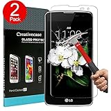 LG K7 Screen Protector,LG K7 Tempered Glass Screen Protector,Creativecase 2 Pack[Anti-Bubble][9H Hardness][HD Clear] Tempered Glass Screen Protector for LG K7/ LG Tribute 5