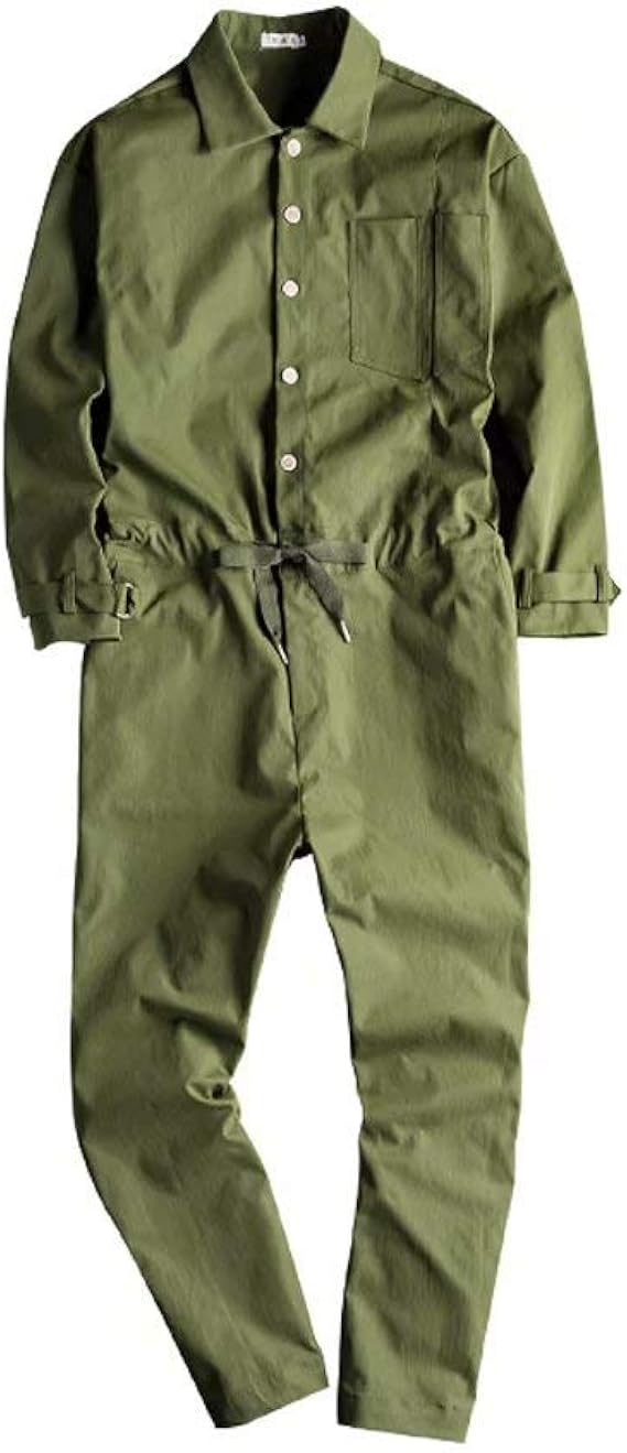 Amazon Co Jp Tenflow オールインワン メンズ つなぎ オーバーオール 作業着 演出服 ロンパース ジャンプスーツ サロン 黒 グリーン 服 ファッション小物