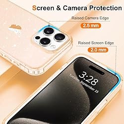 Hython Case for iPhone 15 Pro Case Glitter, Cute