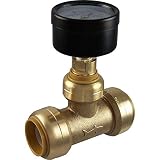 SharkBite 24438 Brass Push-to-Connect Tee with Water Pressure Gauge, 3/4"