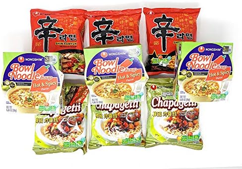 Korean Snack Box, Korean Hit Hot Spicy Noodle Variety 9 pack, Popular Spicy Flavor, Gift Care Package