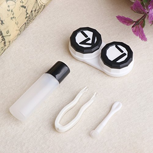Hukai Beautiful Perfume Bottle Shape Contact Lenses Case Box Container Sunny (Black)