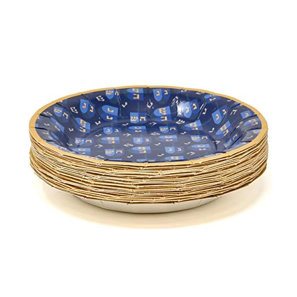 Hanukkah Plates and Napkins for 24 Guests includes 24 9" Dinner Plates