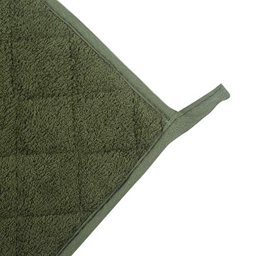 Lifaith 100% Cotton Kitchen Everyday Basic Terry Pot Holder Heat Resistant Coaster Potholder for Cooking and Baking Set of 5 Olive Green