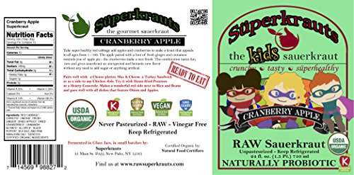 Cranberry Apple Kid’s sauerkraut: organic, raw fermented, unpasteurized, probiotic, vegan and gluten free. 24 fl. oz. No… - Image 3