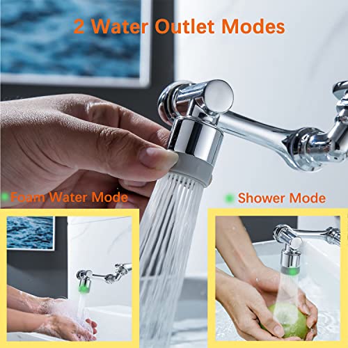 1080° Universal Rotating Faucet Aerator Extender, MISS FIRE Multifunctional Kitchen Sink Faucet Sprayer Attachment for kitchen, bathroom, laboratory with 2 Water Outlet Modes