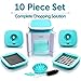 4-in-1 Vegetable Chopper for Onion, Potato, Veggie, Fruit – French Fry Cutter, Dicer, Spiralizer (Turquoise)