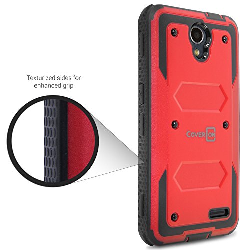 ZTE Maven 3 Case, ZTE Prestige 2 Case, ZTE Overture 3 Case, CoverON [Tank Series] Tough Hybrid Hard Armor Protective Phone Cover Case For ZTE Prestige 2 / Maven 3 / Overture 3 - Red / Black - Thumbnail 7