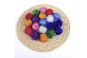 YYCRAFT 100pcs Glitter Tinsel Pom Poms Sparkle Balls for DIY Craft/Party Decoration 25mm,Assorted Color