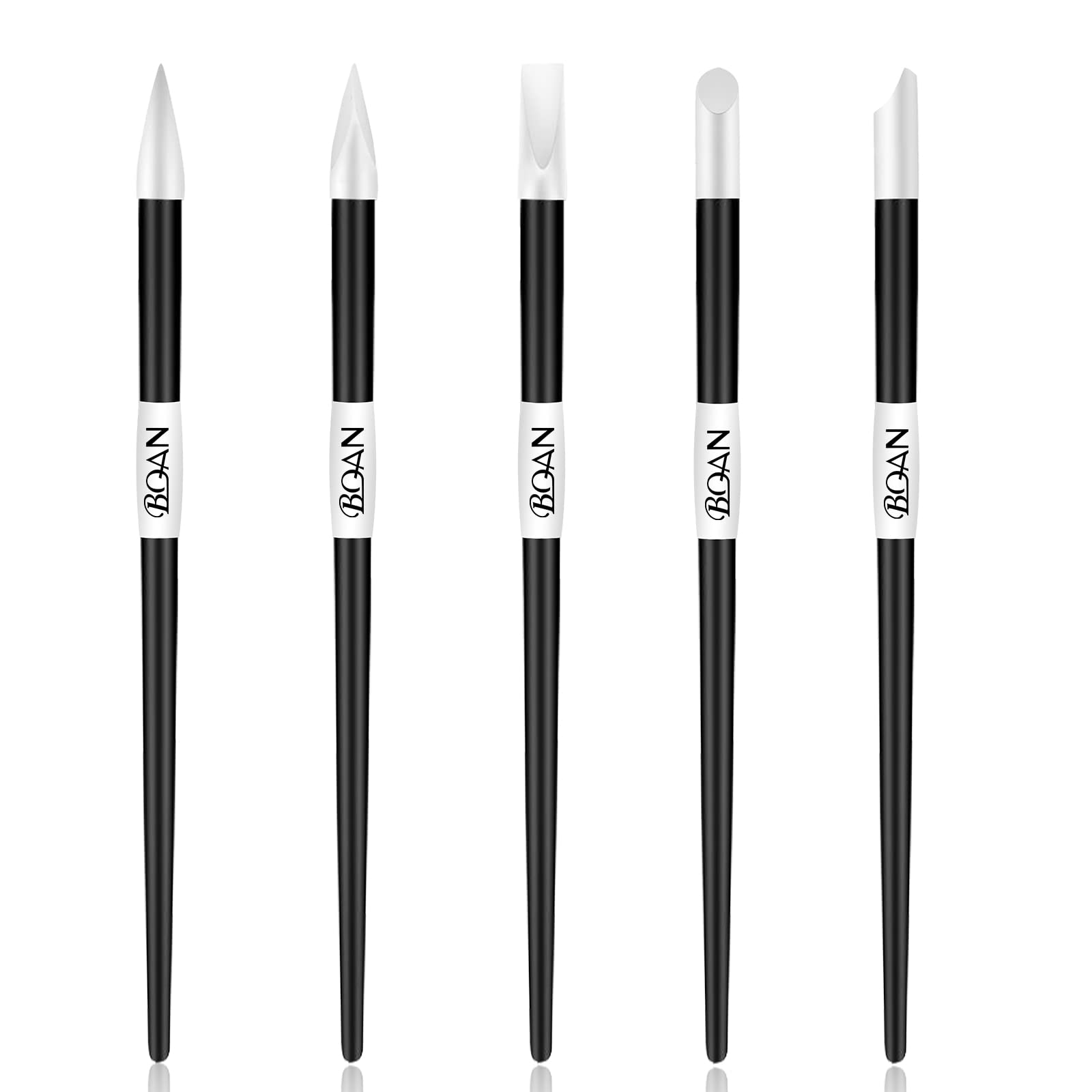 Photo 1 of BQAN 5Pcs Nail Art Sculpture Pen, Silicone Nail Art Brushes for Gel, Acrylic Nails, Foil Carving, Drawing & Shaping, Nail Art Tools for Home Salon (Black)
