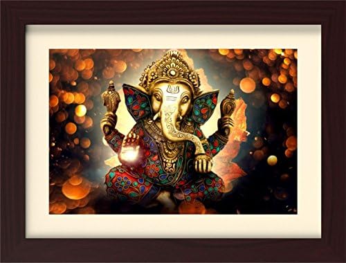 PAPER PLANE DESIGN PPD Ganesh ji Ganpati Framed Painting for room decor painting. (45 x 30 x 3 cms framed painting)…