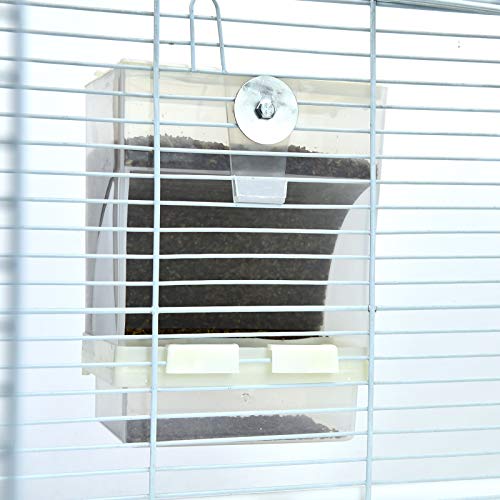 Timoo No Mess Bird Feeder for Cage Automatic Parakeet Feeder Cage Accessories, Load 14oz Feed