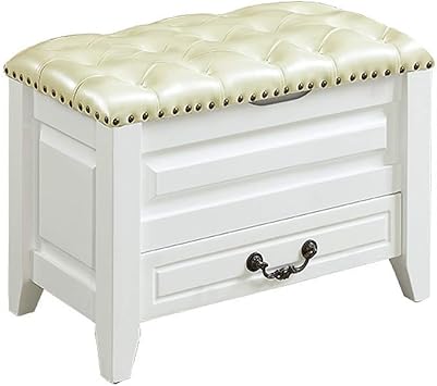 LDDLDG Banco de Zapatos otomano con Almacenamiento de Madera Maciza