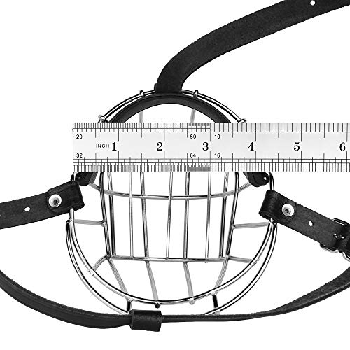 BRONZEDOG Dog Muzzle Pitbull Metal Mask Amstaff Wire Basket Pit Bull Adjustable Leather Straps for Large Dogs - Image 8