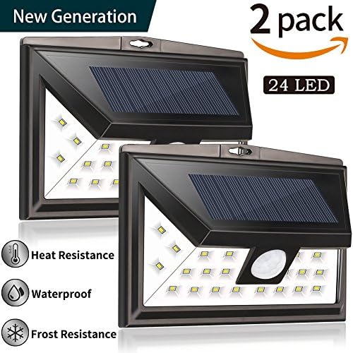 Woage Solar Lights Outdoor,2 Pack 24 Led Solar Powered Security Light,Upgraded Version IP67 Wireless Waterproof Motion Sensor Solar Lights,Outdoor Wall Lights For Patio, Deck,Garage