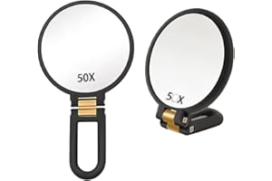 40X & 50X Magnifying Mirror - 3-in-1 Handheld, Wall or Tabletop Vanity Mirror with 360° Handle for Precision Makeup, Skincare