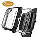 Kmasic Compatible Bip Case,2-Pack TPU Plated Screen Protector Rugged Cover [Scratch-Proof] All-Around Protective Bumper Shell Compatible Bip Smartwatch (Transparent/Black 2-Pack)
