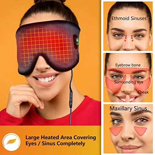 Creatrill XLarge Heated Eye/Sinus Mask, USB Heating Compress Pad for