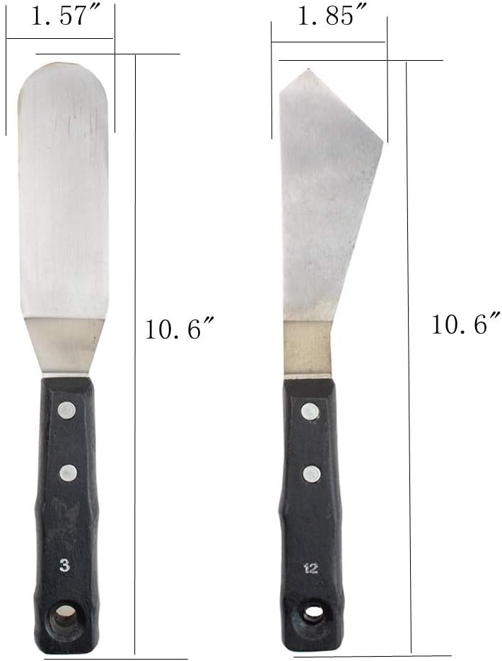 DerBlue Stainless Steel Artists Palette Knife Set, Spatula Palette Knife Painting Mixing Scraper, Thin and Flexible Art Tools for Oil Painting, Acrylic Mixing, Etc. (Large-5pcs)