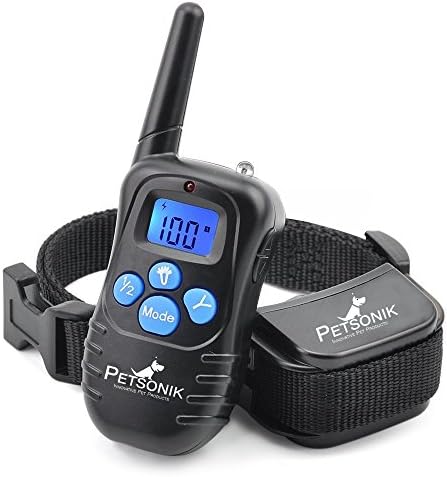 Petsonik No Bark Dog Training Electric E – Collar PET998 [2018 UPGRADED VERSION] 100% Waterproof and Rechargeable Dog Shock Collar 330 yd Remote Dog Training Collar with Beep/Vibrating/Shock