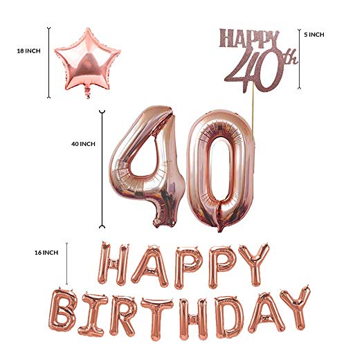 40th-Birthday-Party-Decorations-64-Pieces-Party-Supplies-with-Photo-Booth-Props-Birthday-Sash-Balloon-Pump-Photo-Backdrop-40th-Birthday-Balloons-Cake-Topper-Rose-Gold-Confetti-Balloons-40