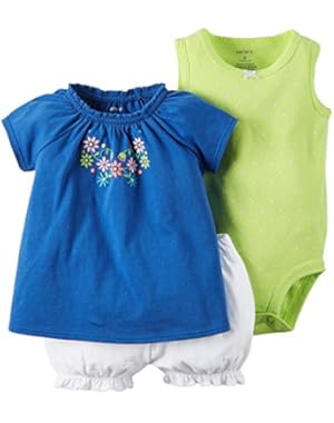 Baby Girls' 3 Piece Striped Romper Set (Baby)