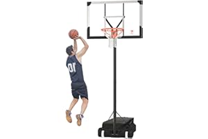 TINSTREE Basketball Hoop Outdoor System with Extra Sandbag,4.3-10FT Height Adjustable Basketball Goal System 44 Inch Shatterproof Backboard for Youth/Teens/Adults Indoor Outdoor