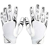 Pure Athlete Football Receiver Gloves â€“ Elite-Stick Silicone Gripping Technology â€“ Adult Sizes (White, Large)