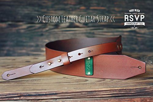 Custom Leather Guitar Strap, Acoustic, Electric, Bass, Dobro, Banjo, Adjustable, Handmade personalized gift. Customize name, initials