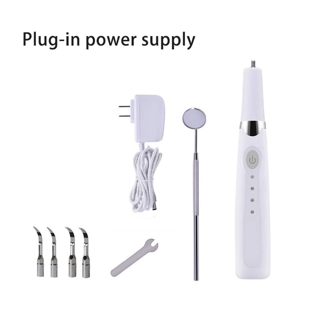 HWENJ Dental Tools, Ultrasonic Portable Teeth Calculus Remover, Electric Tartar Scraper Plaque Remover Stainless Steel Dental Cleaner with Mouth Mirror 3 Modes Cleener（Plug-in Models）